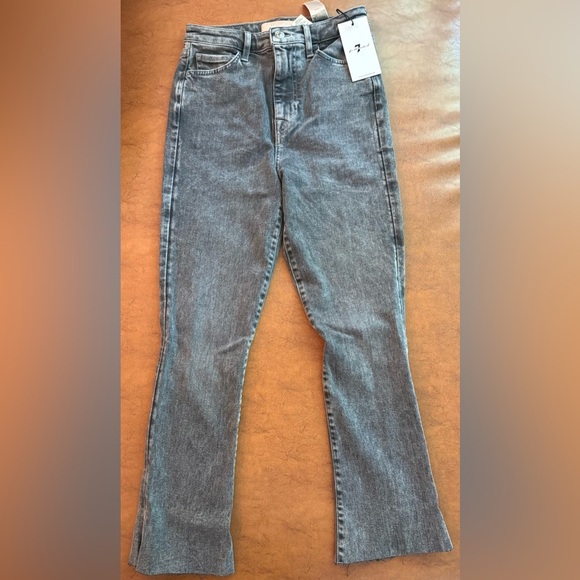 7 For All Mankind Ultra High-Rise Kick Jeans Size 25 Black $218 Retail NWT - Picture 3 of 9